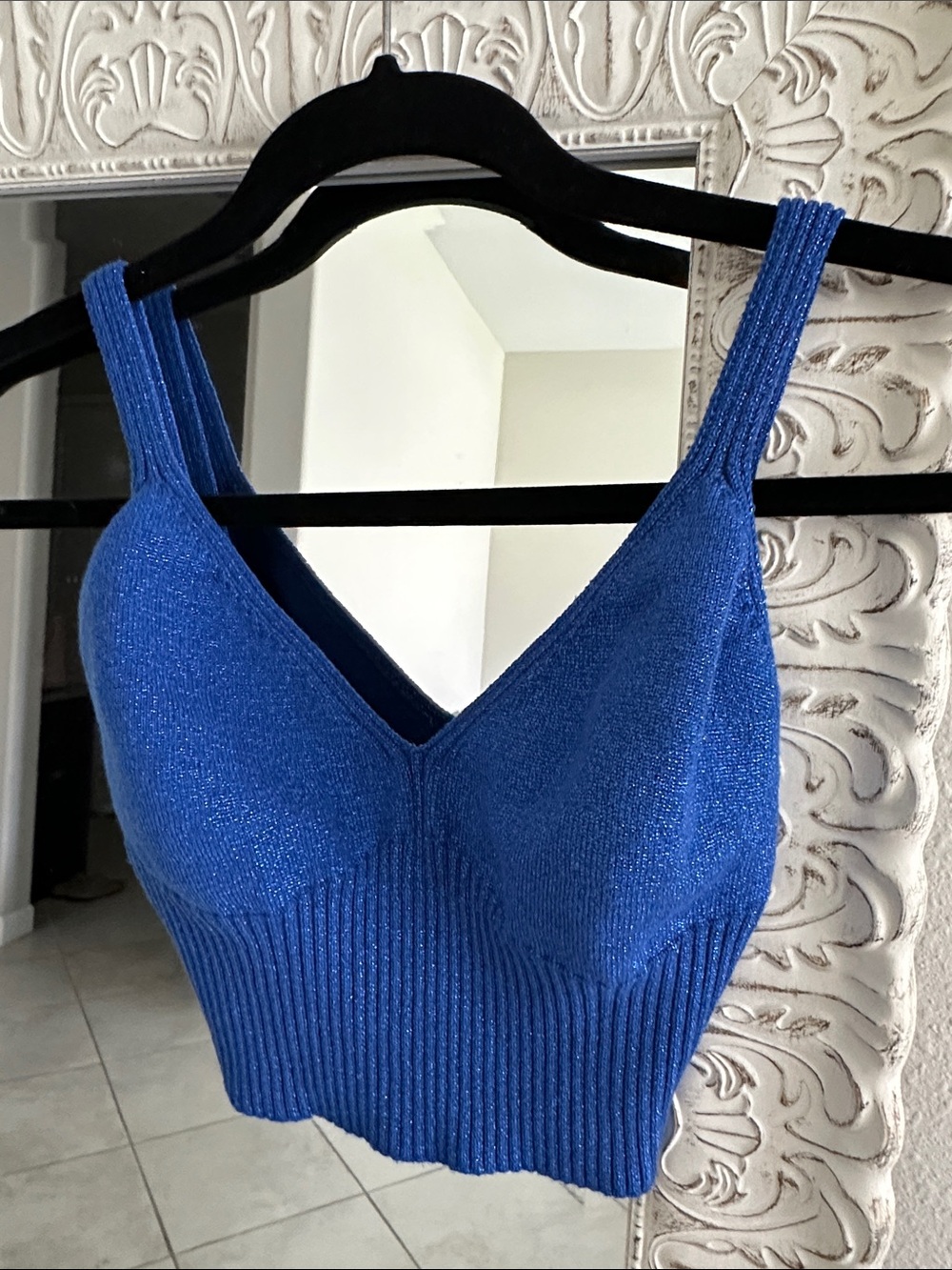 FARM Rio Cropped Lurex V-Neck Tank